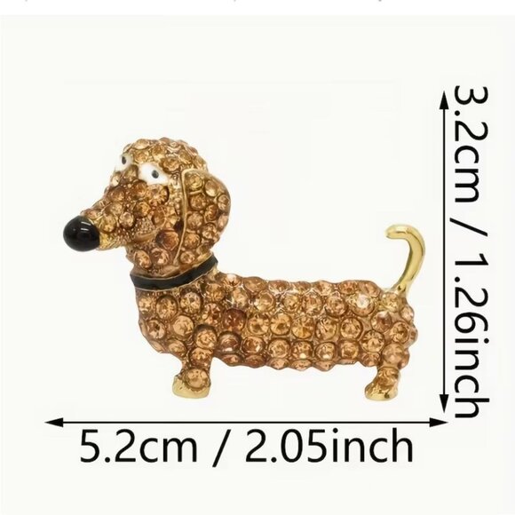 Betsey Johnson Pink Crystal Dog Brooch / Pendant Gold Tone - Picture 2 of 2